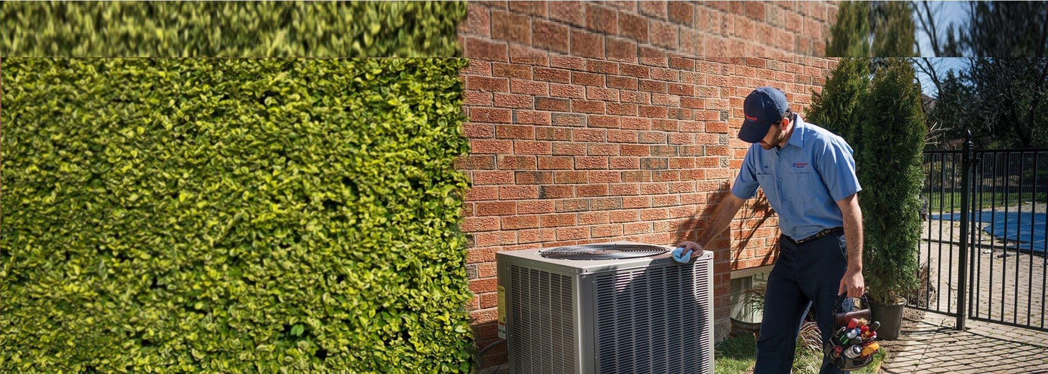 Reliance technician cleaning air conditioner