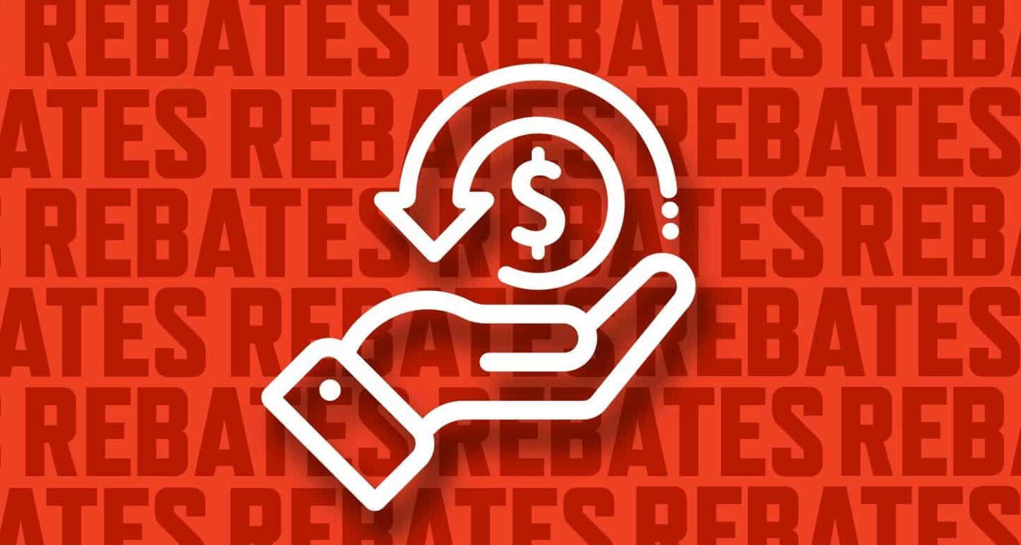 Red rebates background with money saving icon