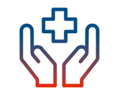 Hands hovering under cross